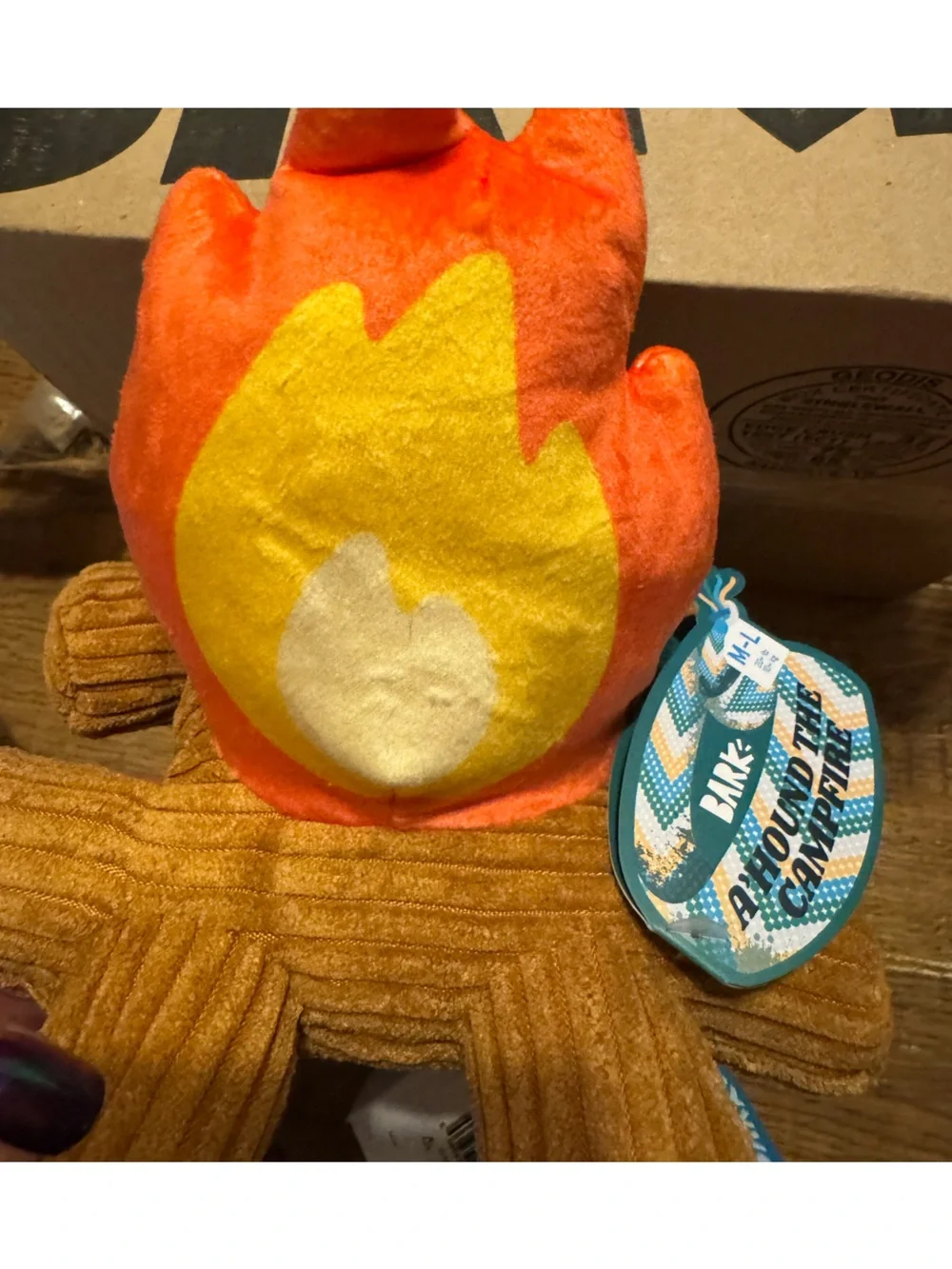 Bark Box Campfire Plush Dog Toy NEW M-L flame, fire